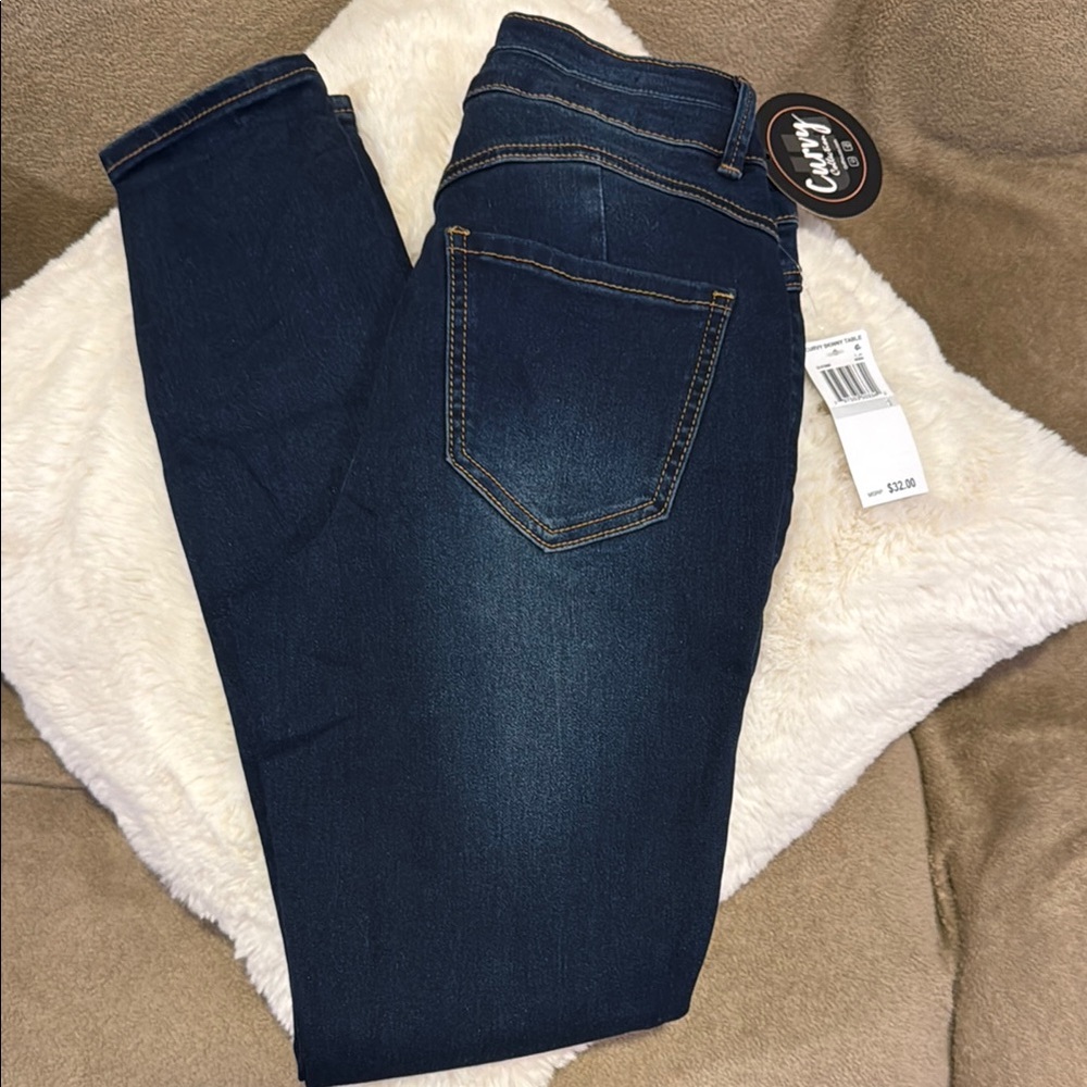 Curvy Couture Women's Dark Blue Jeans